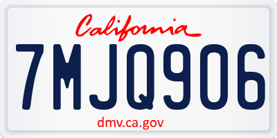 CA license plate 7MJQ906