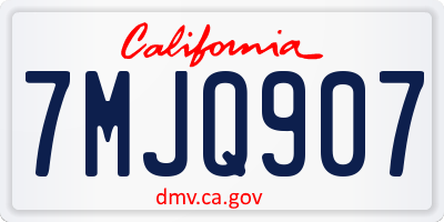 CA license plate 7MJQ907