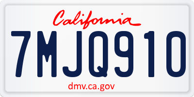 CA license plate 7MJQ910