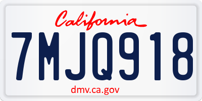 CA license plate 7MJQ918