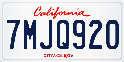 CA license plate 7MJQ920