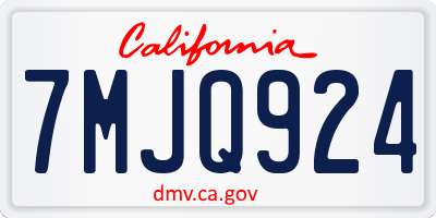 CA license plate 7MJQ924