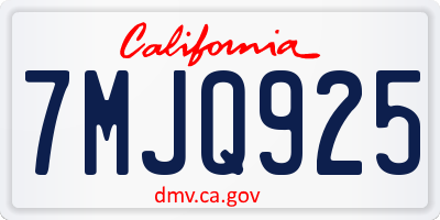 CA license plate 7MJQ925