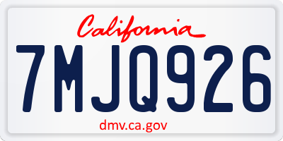 CA license plate 7MJQ926