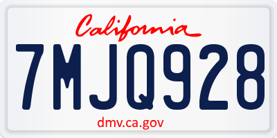 CA license plate 7MJQ928