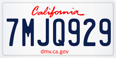 CA license plate 7MJQ929