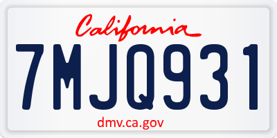 CA license plate 7MJQ931
