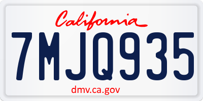 CA license plate 7MJQ935