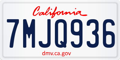 CA license plate 7MJQ936