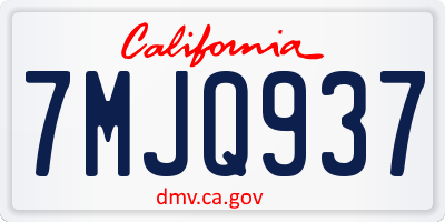 CA license plate 7MJQ937