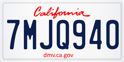 CA license plate 7MJQ940