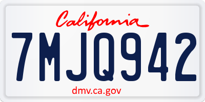 CA license plate 7MJQ942