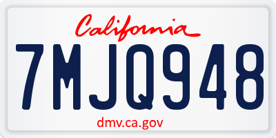 CA license plate 7MJQ948