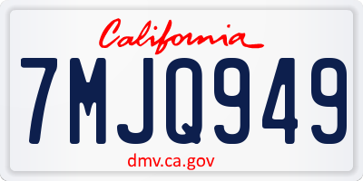 CA license plate 7MJQ949