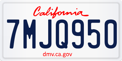 CA license plate 7MJQ950
