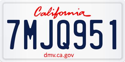 CA license plate 7MJQ951