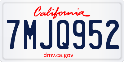 CA license plate 7MJQ952