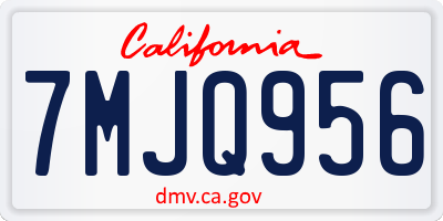 CA license plate 7MJQ956