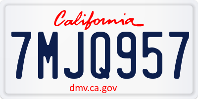 CA license plate 7MJQ957