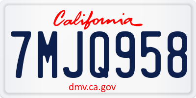 CA license plate 7MJQ958