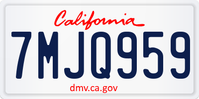 CA license plate 7MJQ959