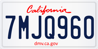 CA license plate 7MJQ960