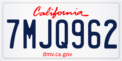 CA license plate 7MJQ962