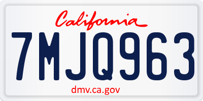 CA license plate 7MJQ963