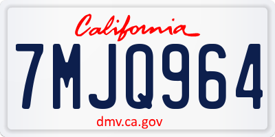 CA license plate 7MJQ964