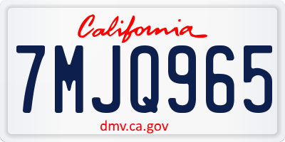 CA license plate 7MJQ965