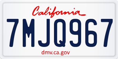 CA license plate 7MJQ967