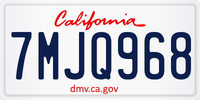 CA license plate 7MJQ968