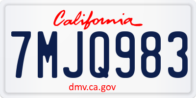 CA license plate 7MJQ983