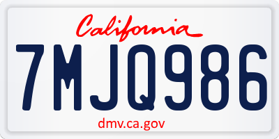 CA license plate 7MJQ986