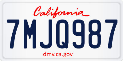 CA license plate 7MJQ987