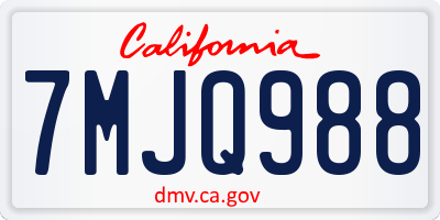 CA license plate 7MJQ988
