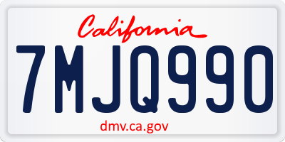 CA license plate 7MJQ990