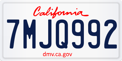 CA license plate 7MJQ992