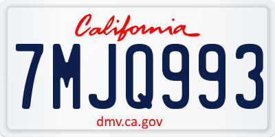 CA license plate 7MJQ993