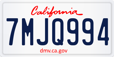 CA license plate 7MJQ994