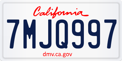 CA license plate 7MJQ997