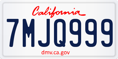 CA license plate 7MJQ999