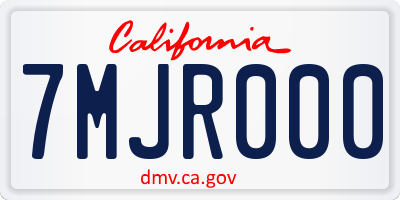 CA license plate 7MJR000