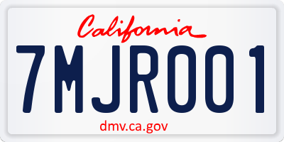 CA license plate 7MJR001
