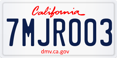 CA license plate 7MJR003