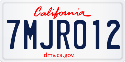 CA license plate 7MJR012