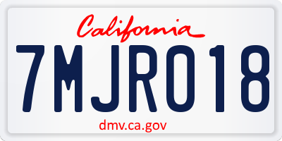 CA license plate 7MJR018