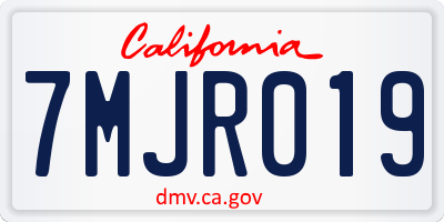 CA license plate 7MJR019
