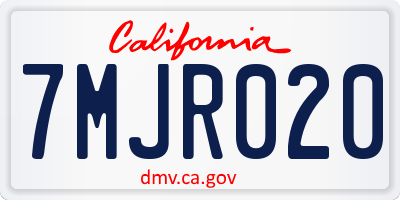 CA license plate 7MJR020
