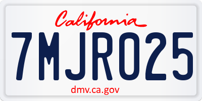 CA license plate 7MJR025